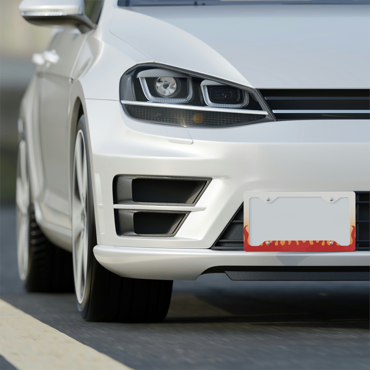Demon Fire Flames Rengokus Check Metal License Plate Frame