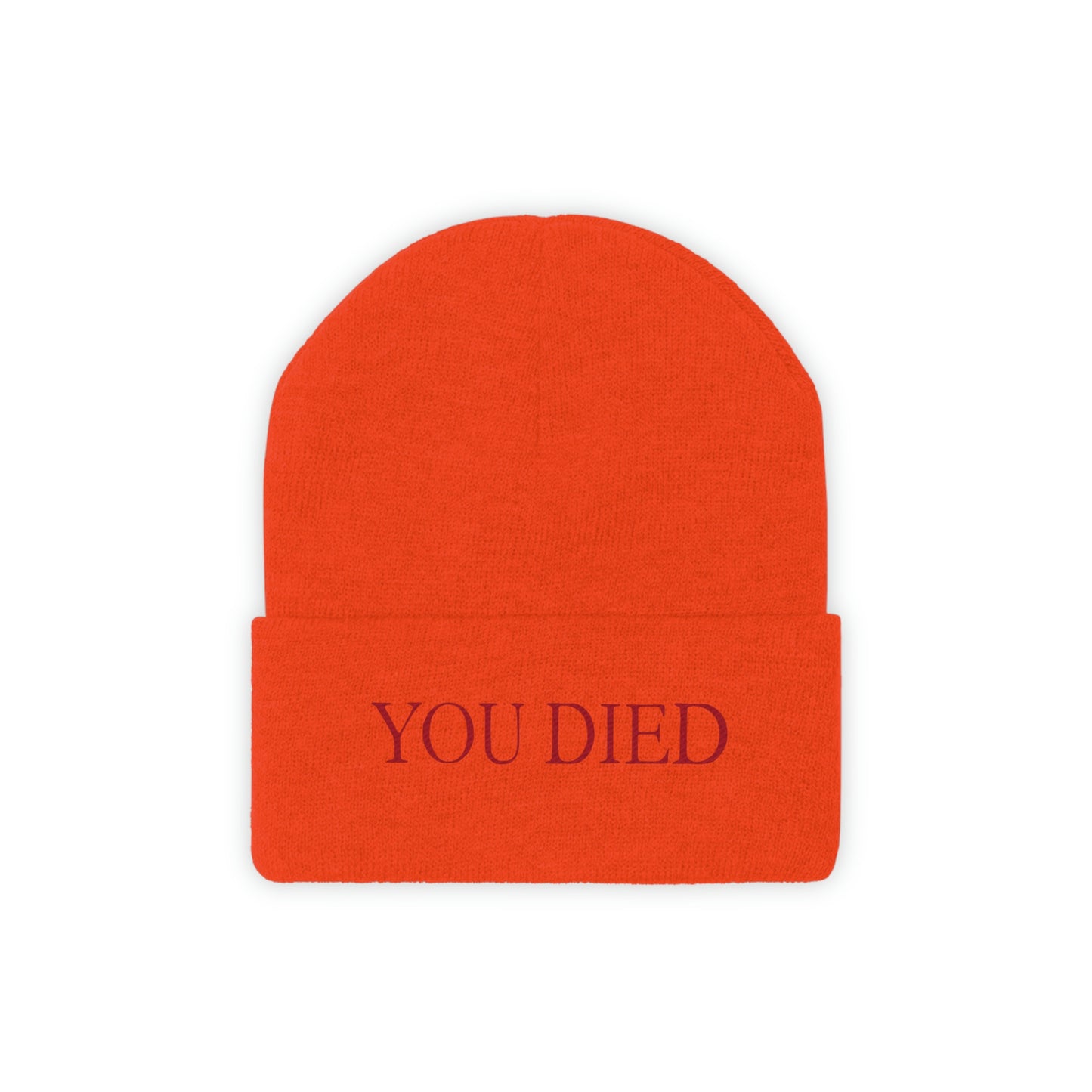 You died Embroidered Beanie Embroiderry