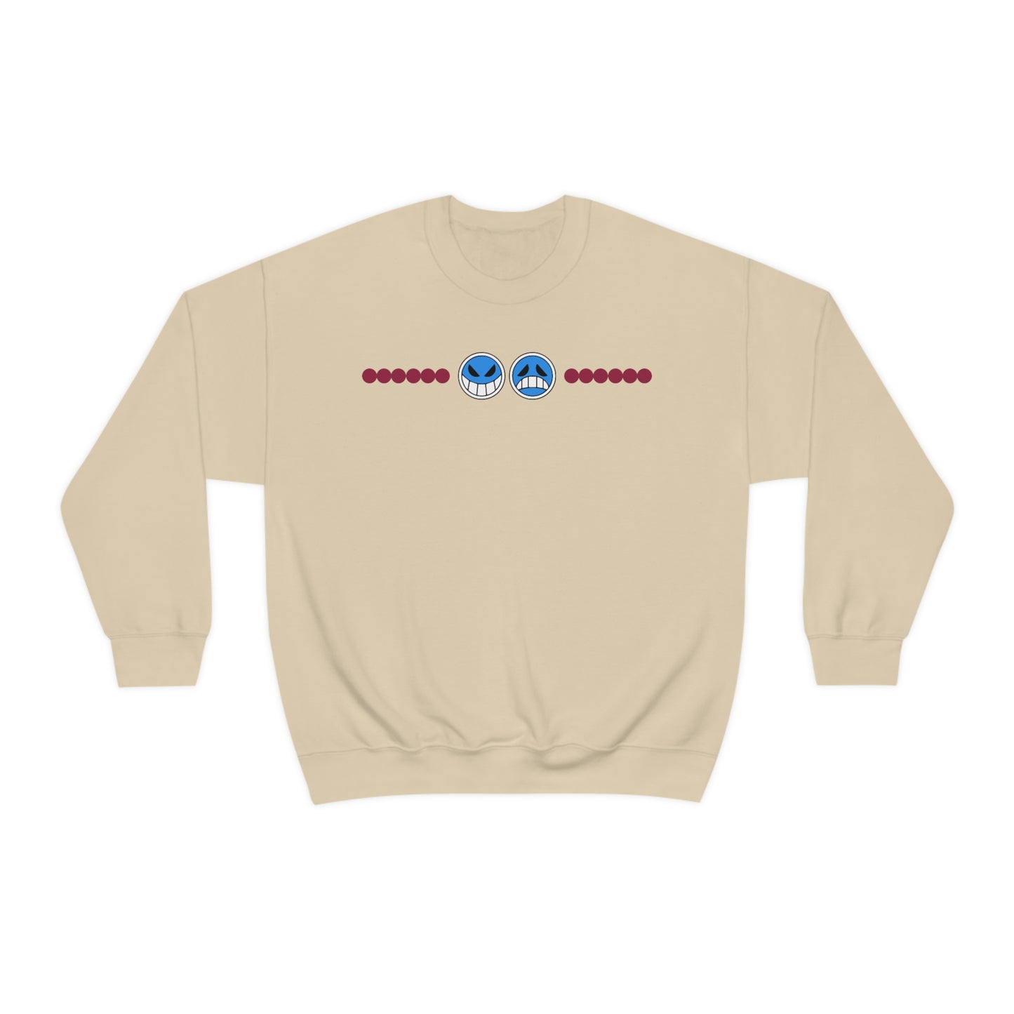 Aces hat sweatshirt Smiley face Sad face Anime crew neck necklace
