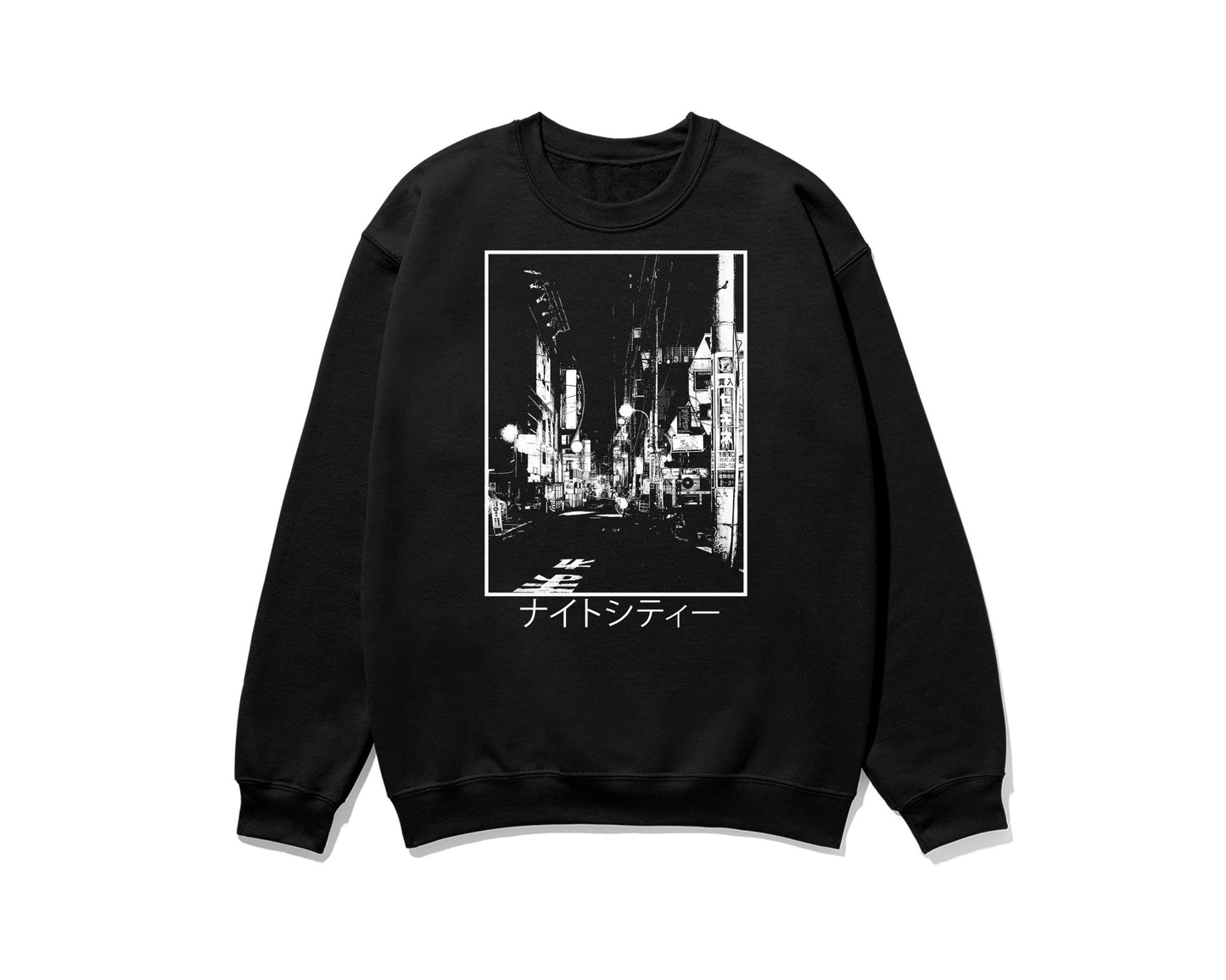 Endless Nights Edgy sweatshirt Japanese Aesthetic shirt Japan Streetwear, Tumblr Clothing Grunge Clothes, Kanji Night Street Art Anime Gift