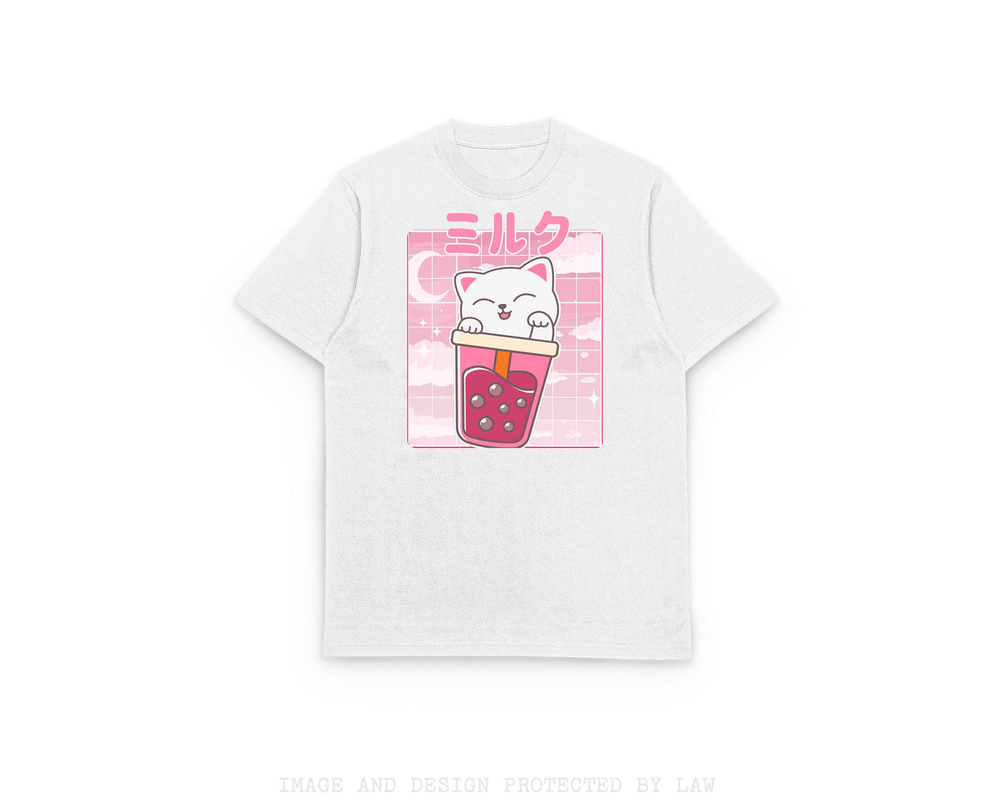 Kawaii Cat shirt Ramen Cute Chibi Kitten Japanese Yume Kawaii shirt Boba Tea Kawaii clothing T-shirt clothing pocket