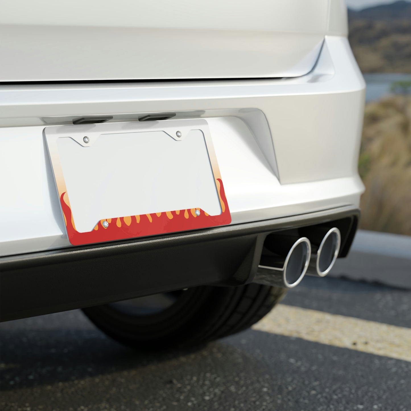 Demon Fire Flames Rengokus Check Metal License Plate Frame