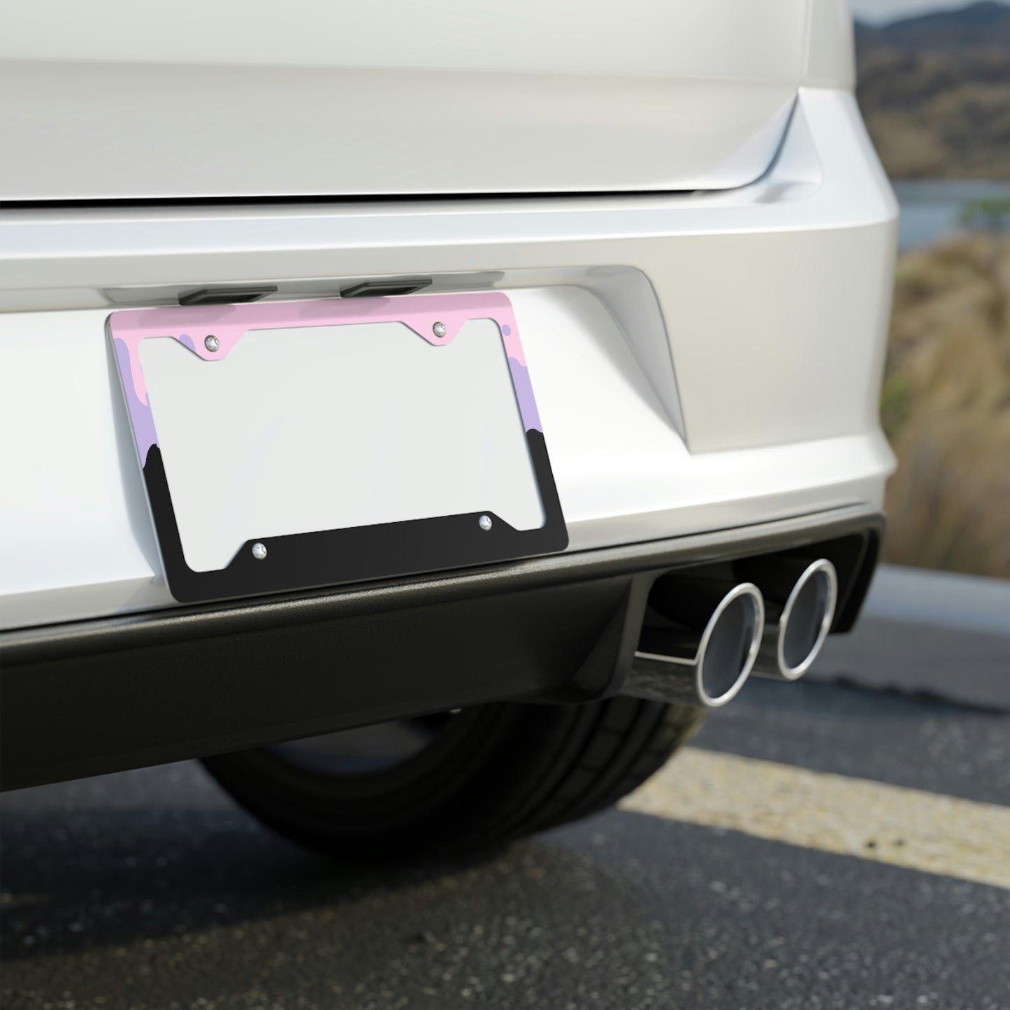 Pink Goth Kawaii Metal License Plate Frame