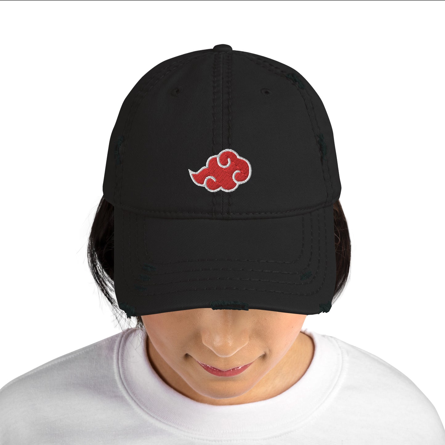 Anime Cloud Embroidered Distressed Dad Hat