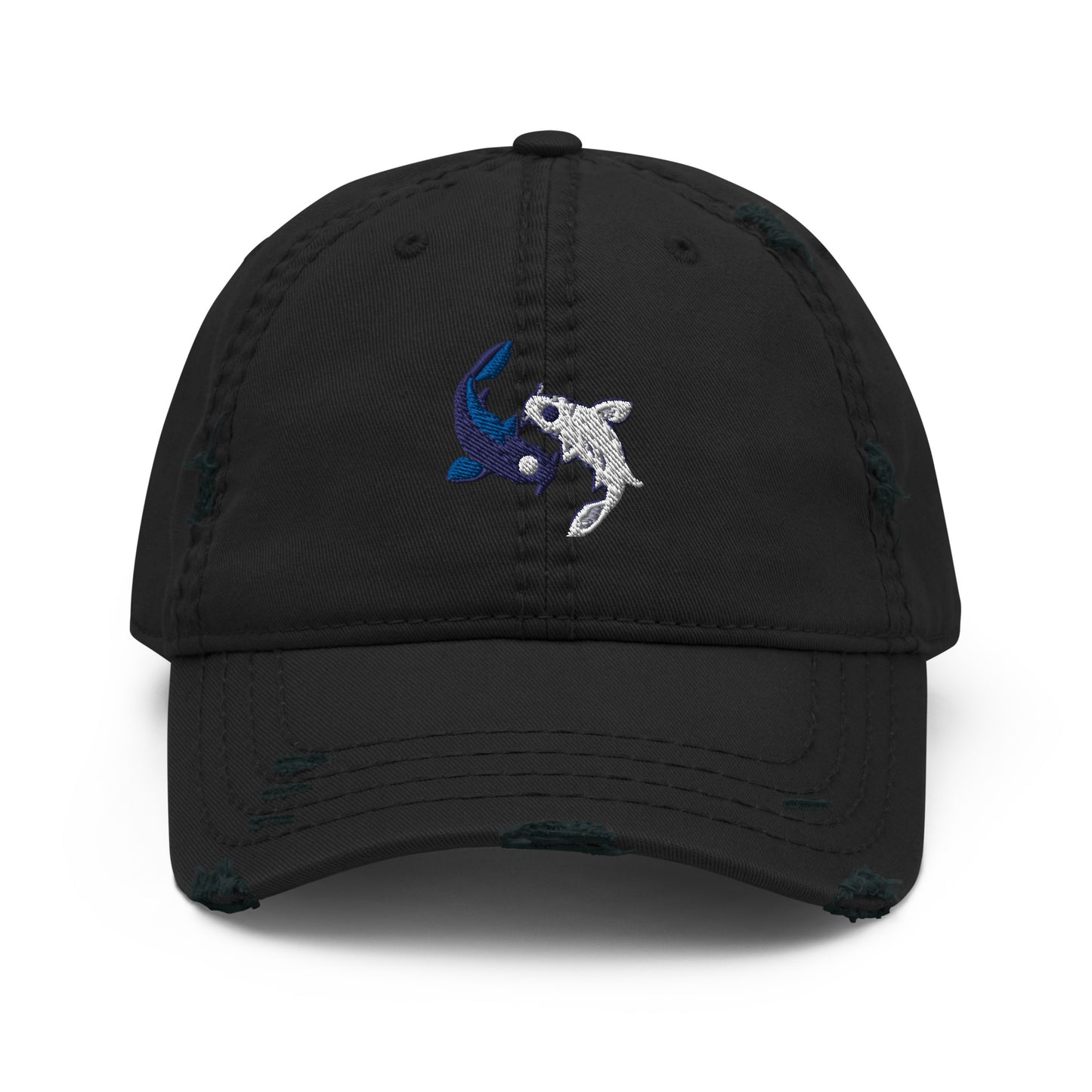 Koi fishes yin yang embroidered Embroiderry Moon Spirit Oasis Distressed Dad Hat