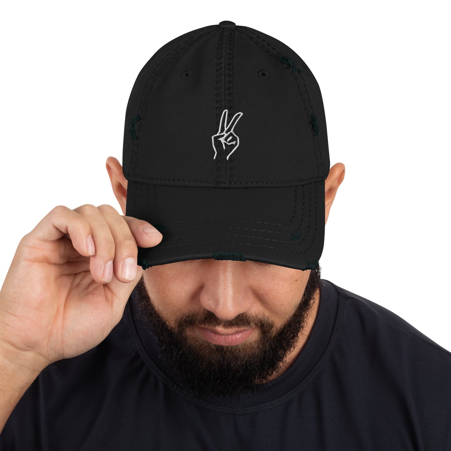 Embroidery Peace Hand Anime Kpop Korean Love Distressed Dad Hat