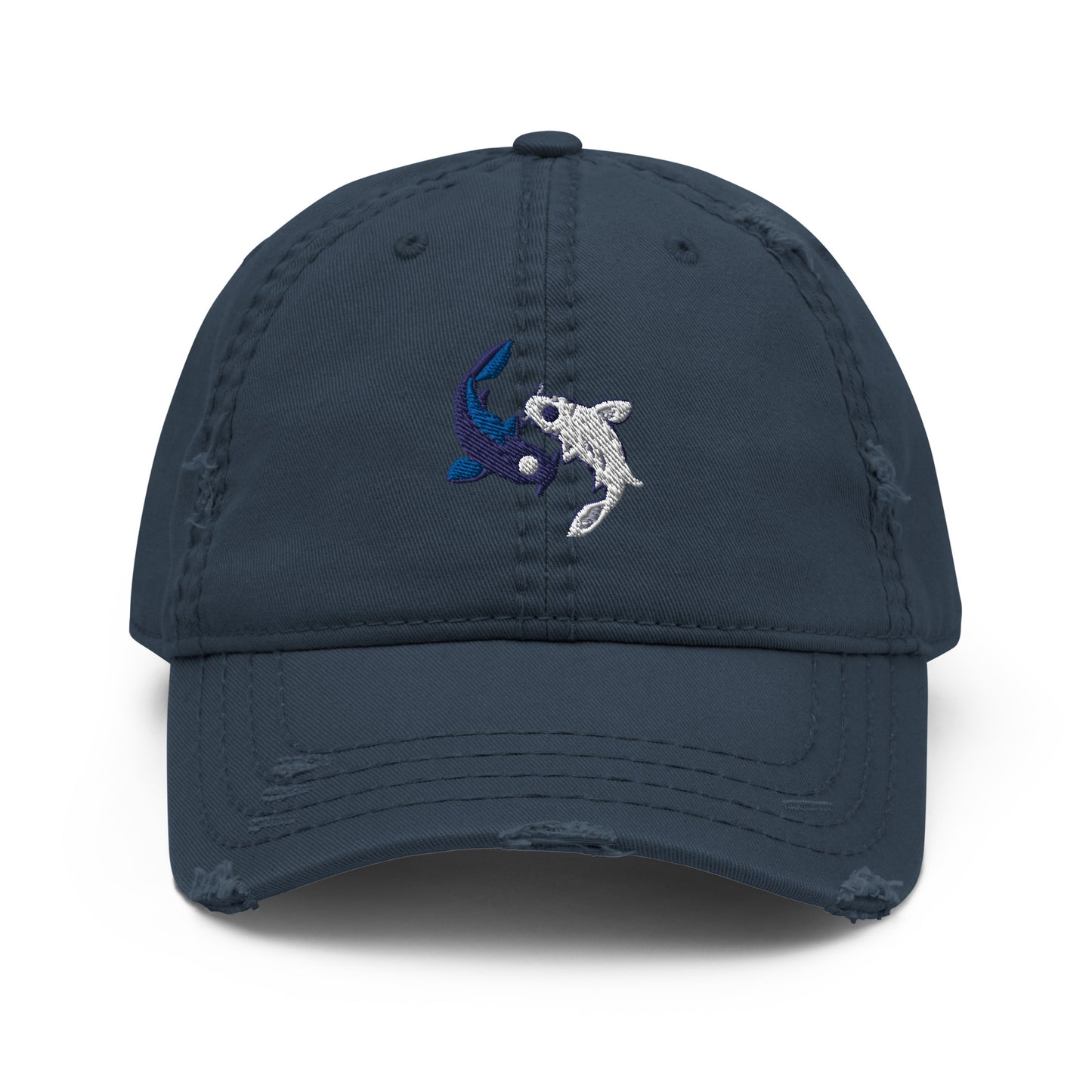 Koi fishes yin yang embroidered Embroiderry Moon Spirit Oasis Distressed Dad Hat