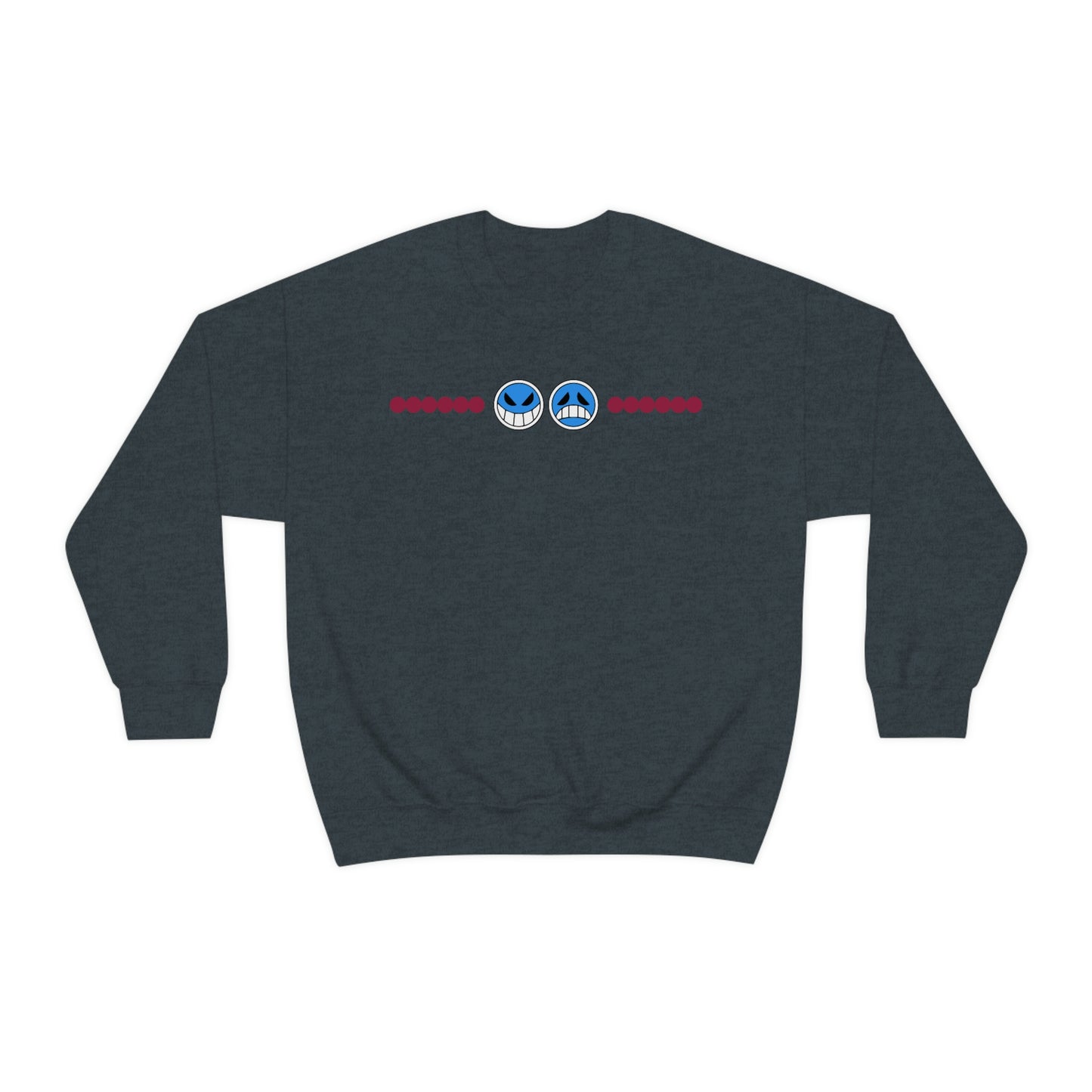 Aces hat sweatshirt Smiley face Sad face Anime crew neck necklace