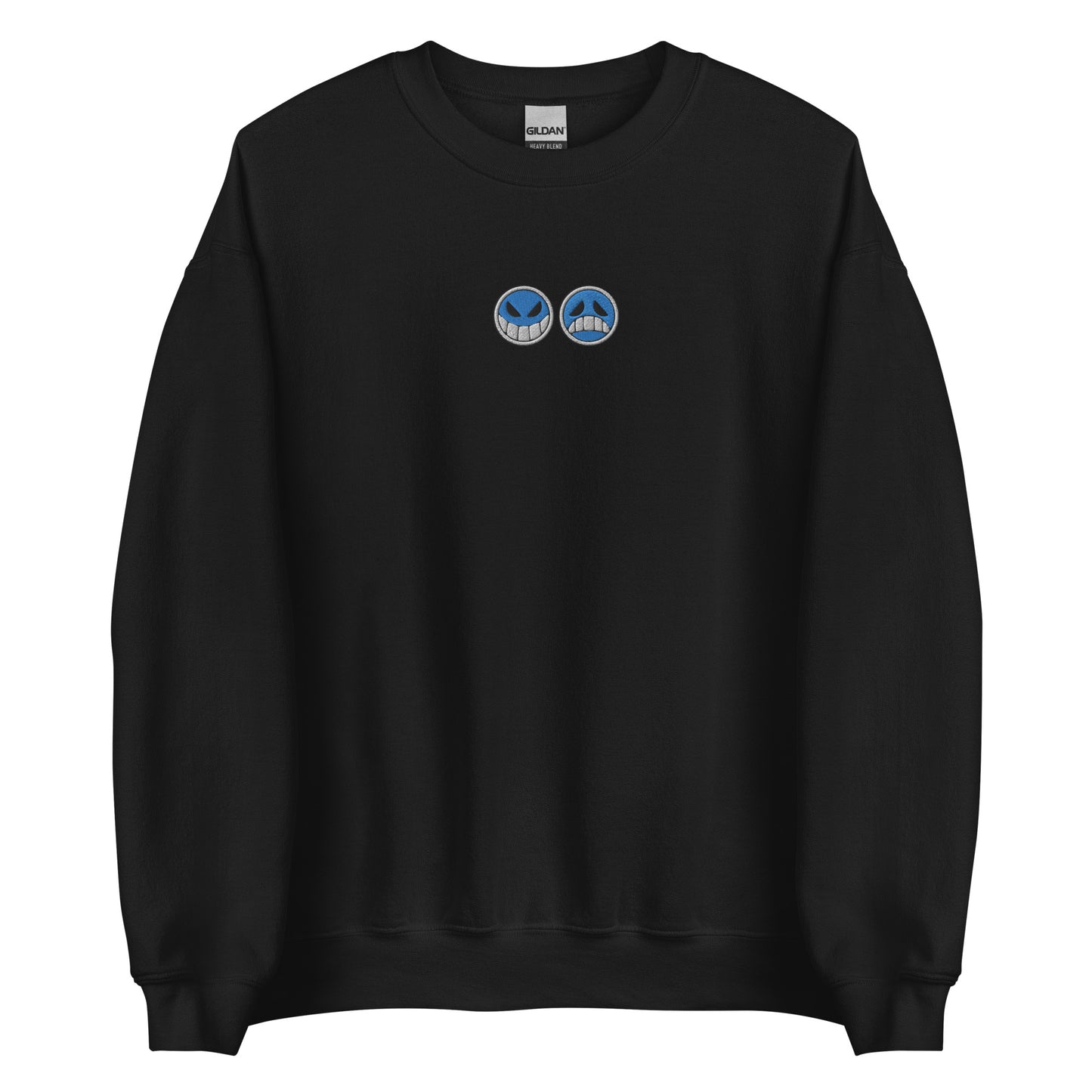Aces hat embroidered sweatshirt Smiley face Sad face Anime crew neck