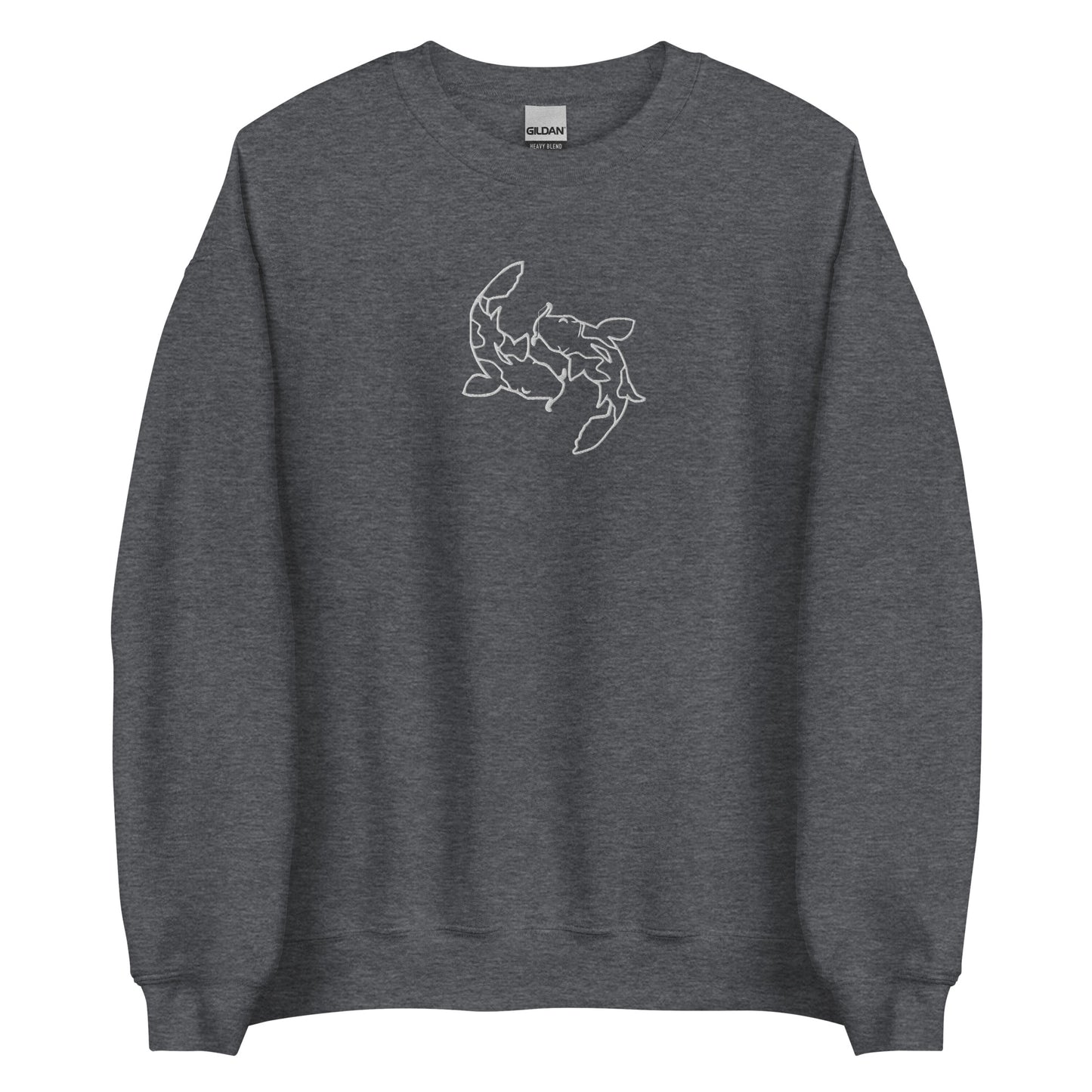 Minimal Koi fishes Sweatshirt yin yang embroidered Embroiderry Moon Carp Spirit Unisex