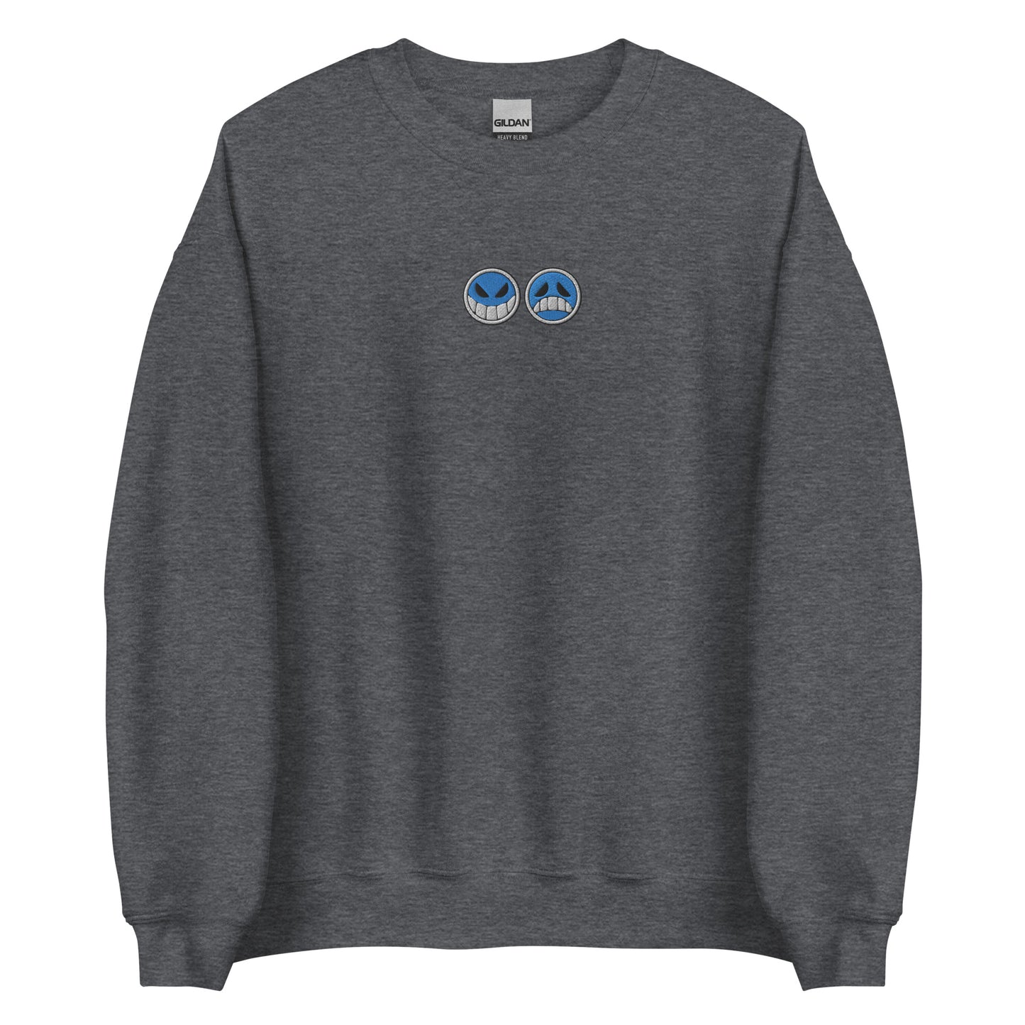 Aces hat embroidered sweatshirt Smiley face Sad face Anime crew neck