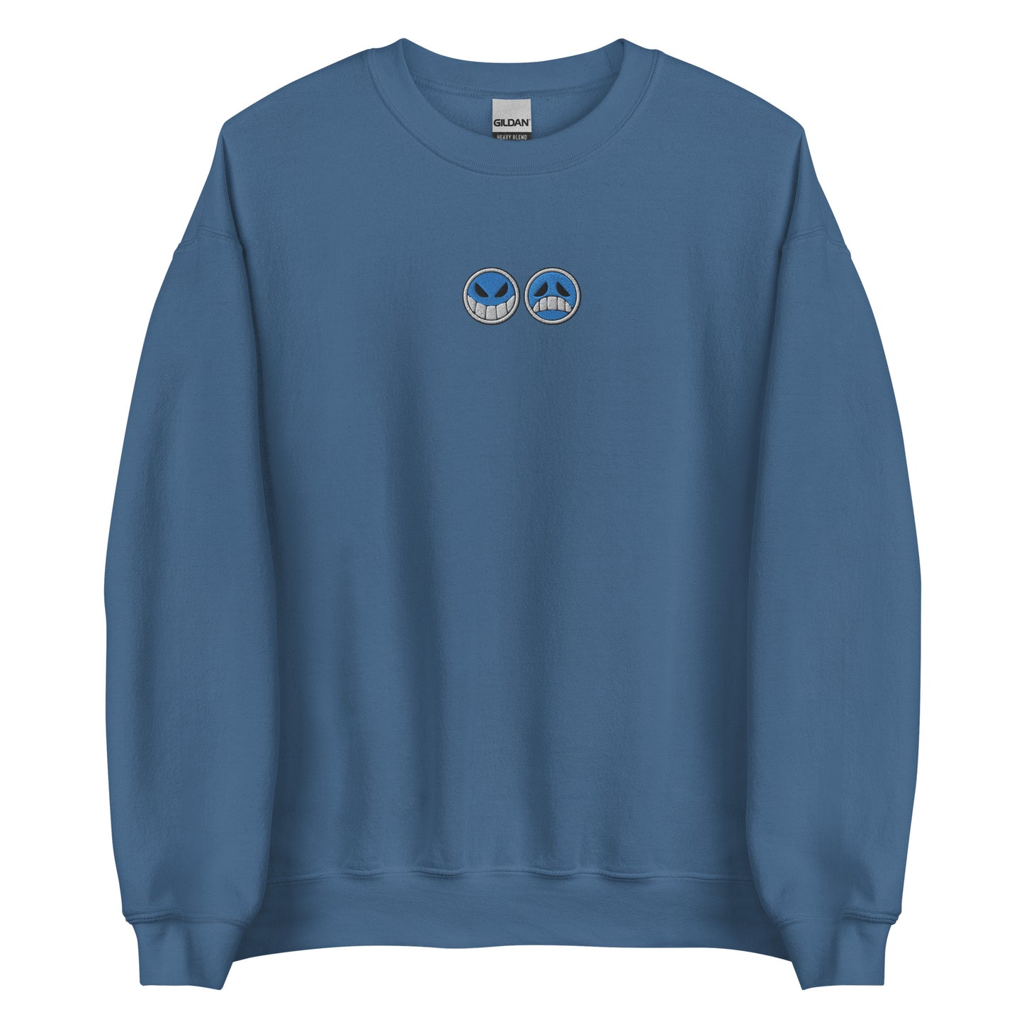 Aces hat embroidered sweatshirt Smiley face Sad face Anime crew neck