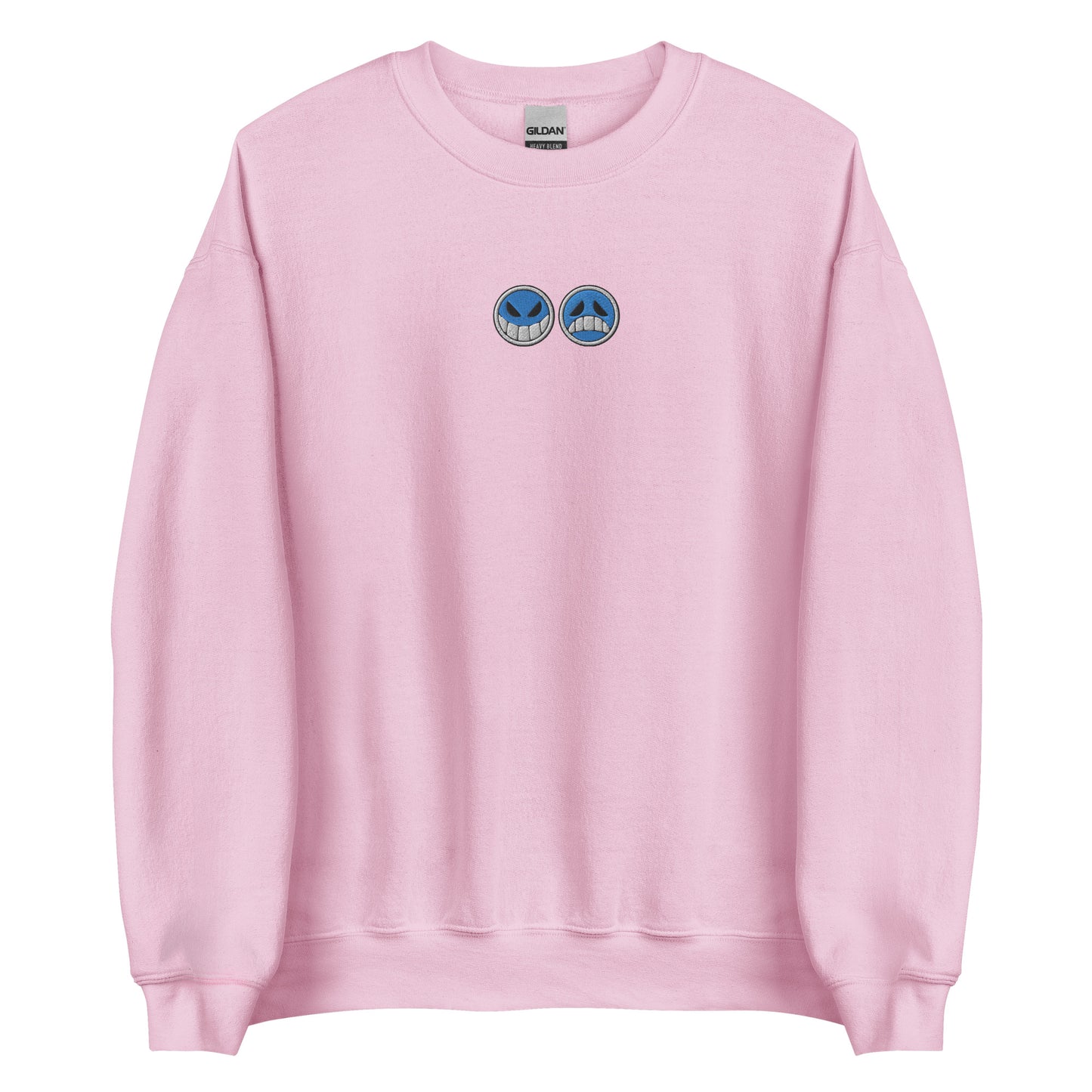 Aces hat embroidered sweatshirt Smiley face Sad face Anime crew neck
