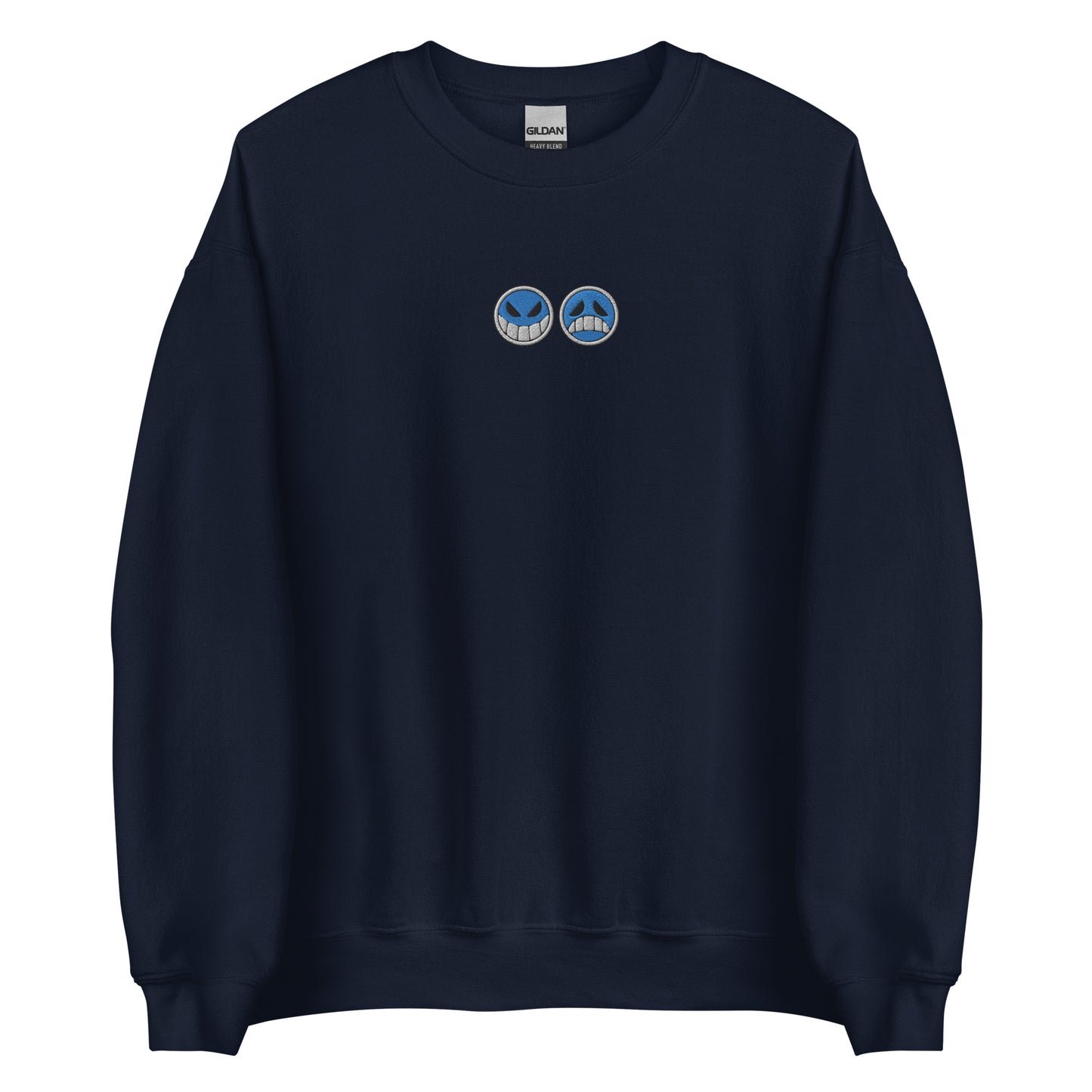 Aces hat embroidered sweatshirt Smiley face Sad face Anime crew neck