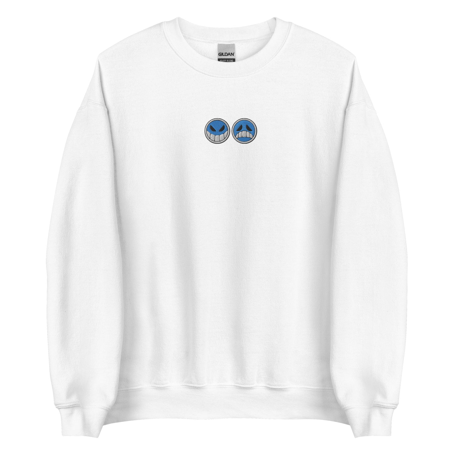 Aces hat embroidered sweatshirt Smiley face Sad face Anime crew neck