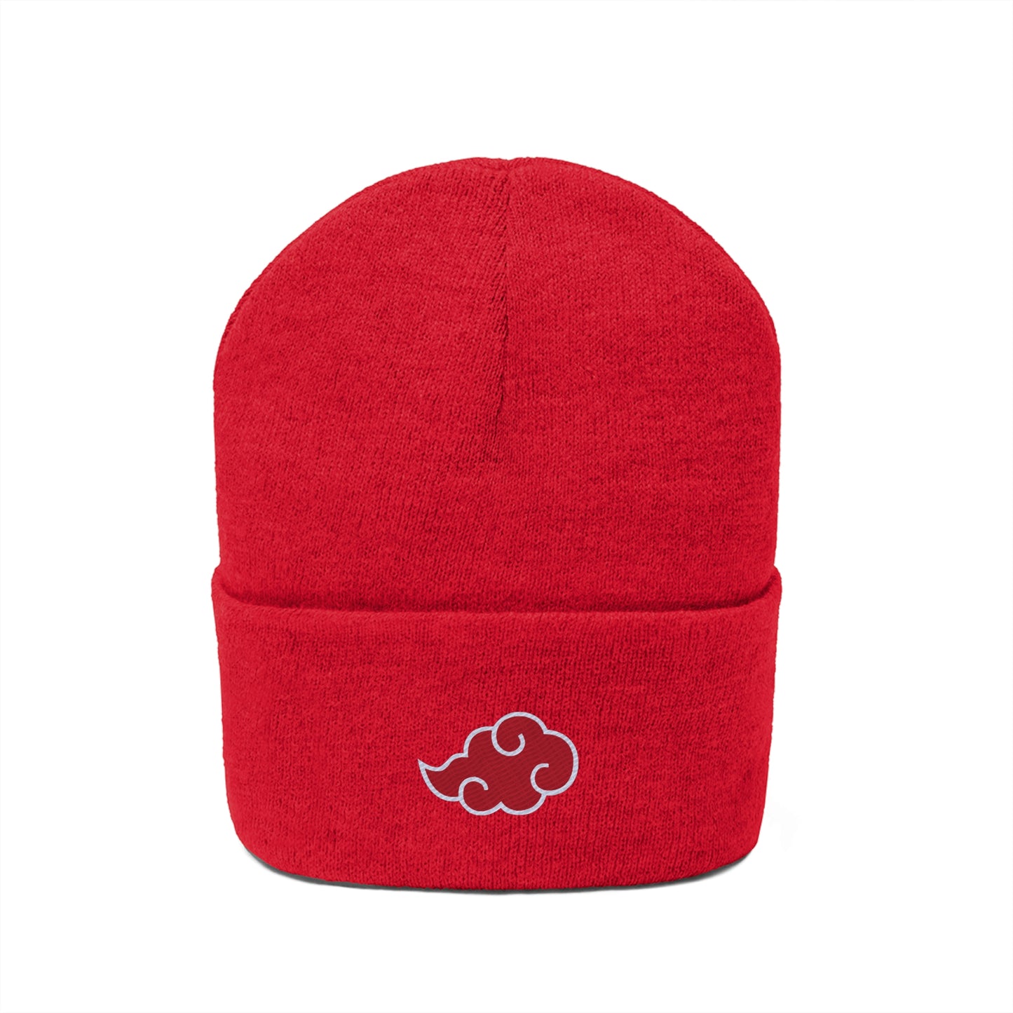 Anime Cloud Embroidered Beanie red white