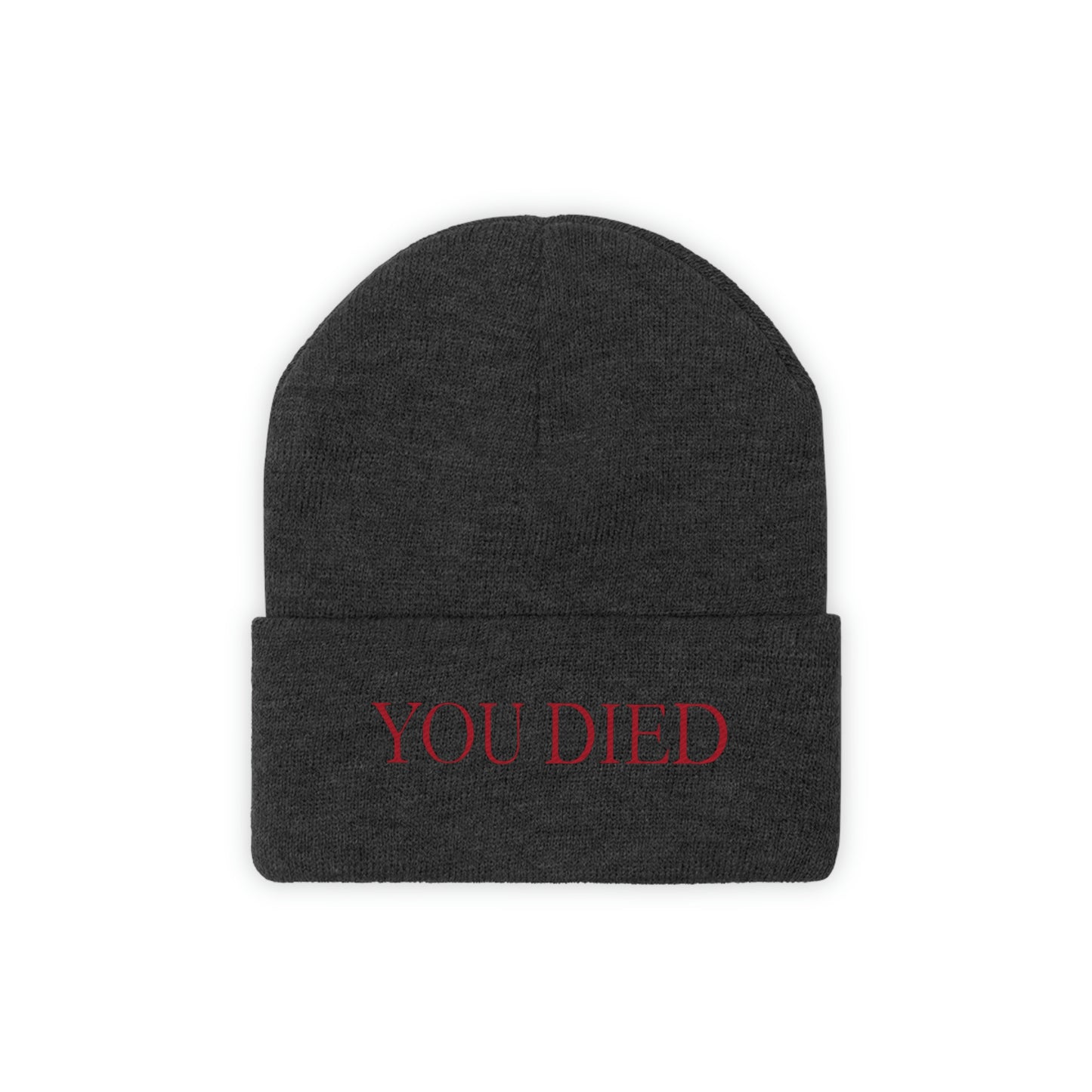 You died Embroidered Beanie Embroiderry