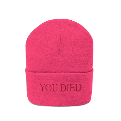 You died Embroidered Beanie Embroiderry