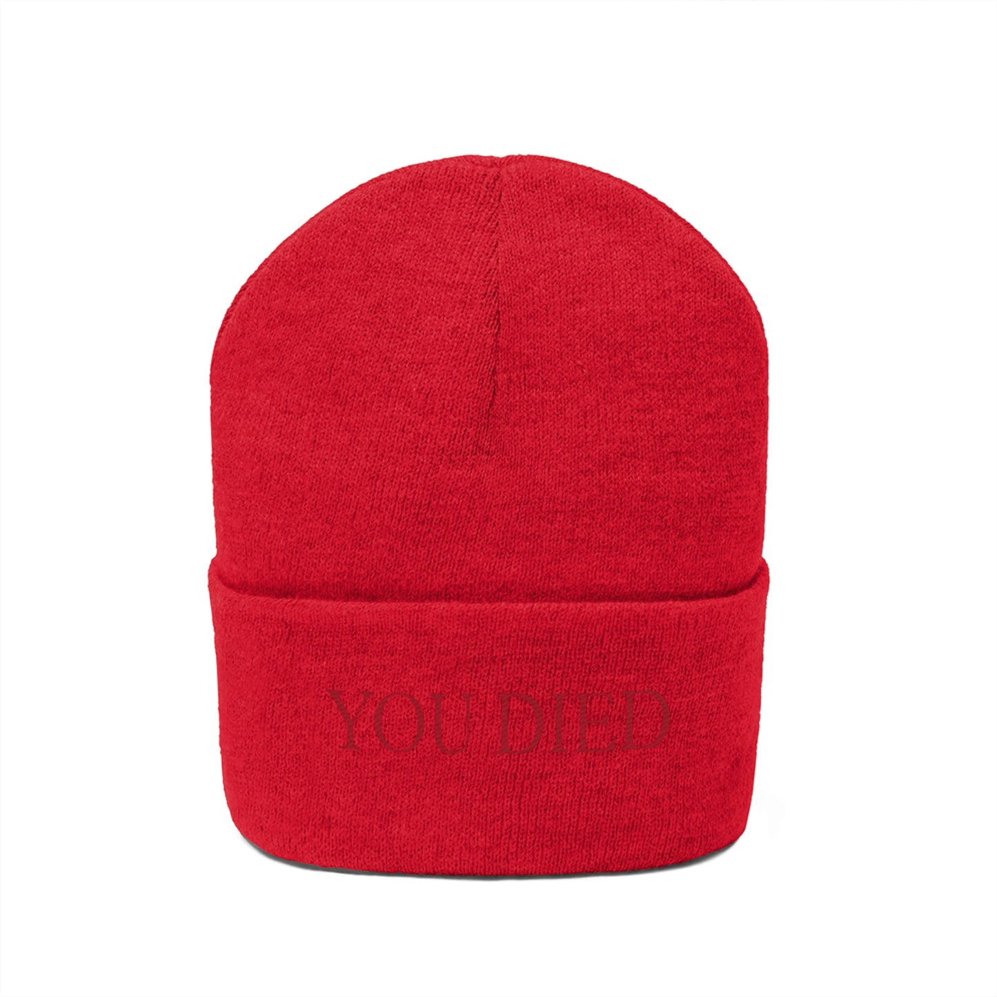 You died Embroidered Beanie Embroiderry