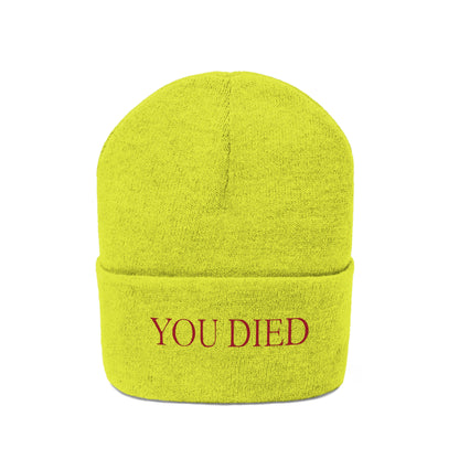 You died Embroidered Beanie Embroiderry