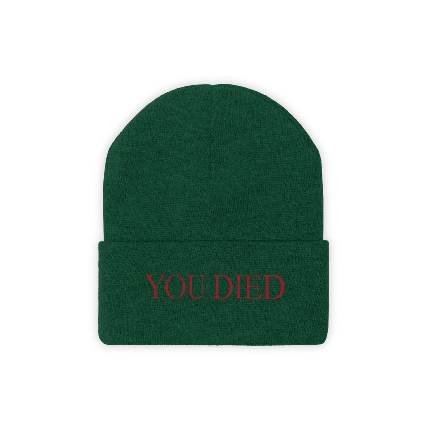 You died Embroidered Beanie Embroiderry