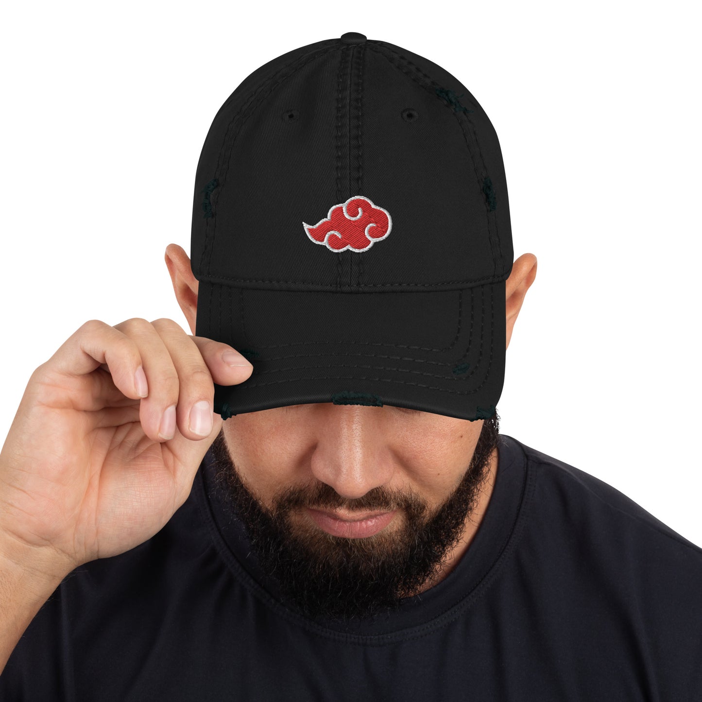 Anime Cloud Embroidered Distressed Dad Hat