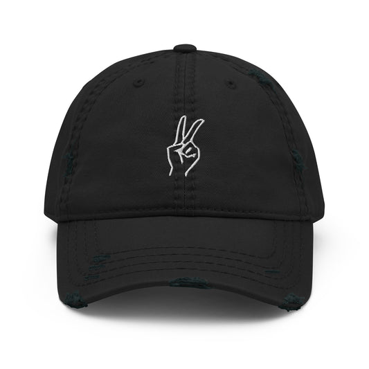 Embroidery Peace Hand Anime Kpop Korean Love Distressed Dad Hat