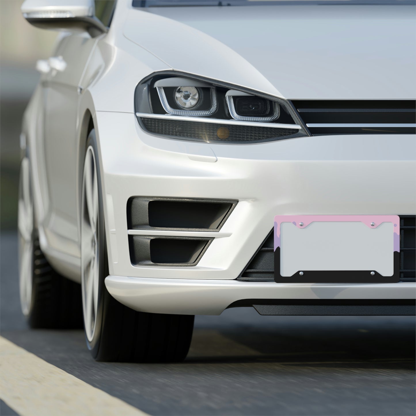 Pink Goth Kawaii Metal License Plate Frame