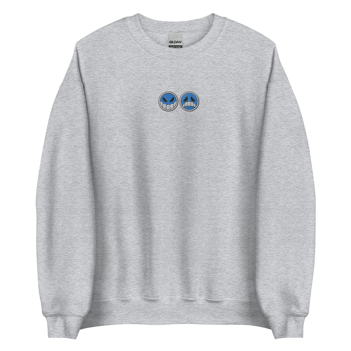 Aces hat embroidered sweatshirt Smiley face Sad face Anime crew neck